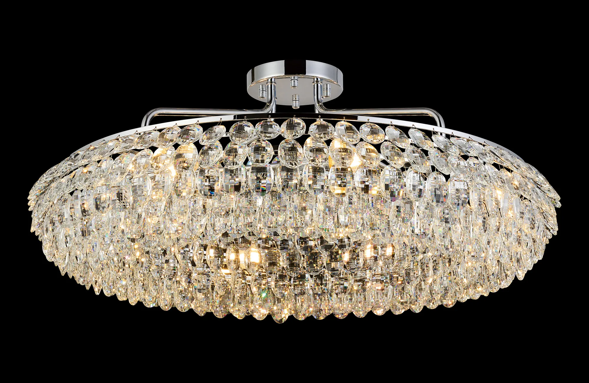 IL32932CH  Coniston 80cm Semi Flush Ring Ceiling, 8 Light E14, Polished Chrome/Crystal Item Weight: 20kg